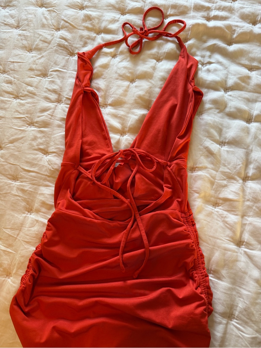Oh Polly Red Halter Cowl Neck Bodycon Dress - Picture 6 of 9